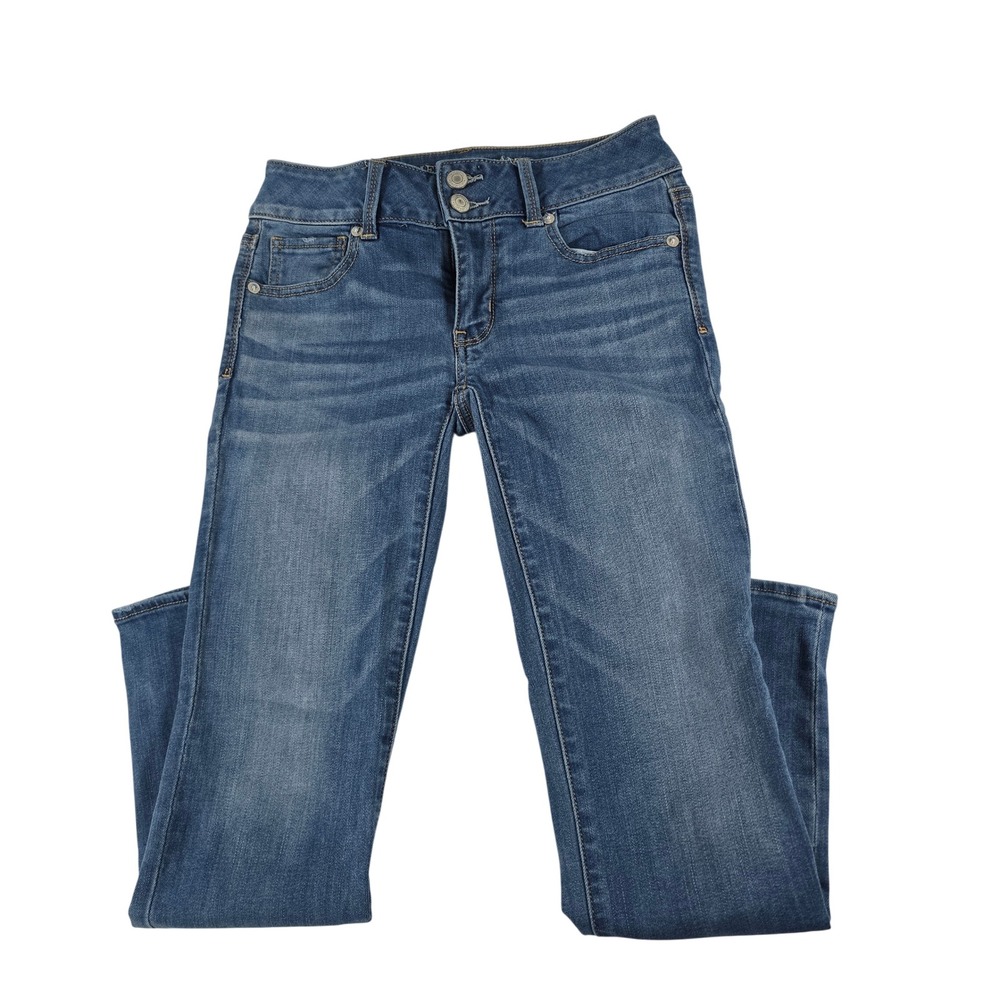 American Eagle Artist Crop Super Stretch Jeans Medium Wash Blue Womens 0 Regular